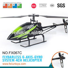 Metales de aleación FX067C 2.4G 4 canales solo hoja modelo rc gasolina helicóptero de juguete con CE/ROHS/FCC/ASTM